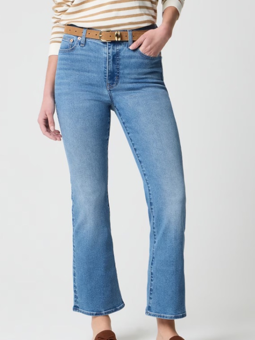 J crew blue sky wash Ankle flare jean in signature stretch+